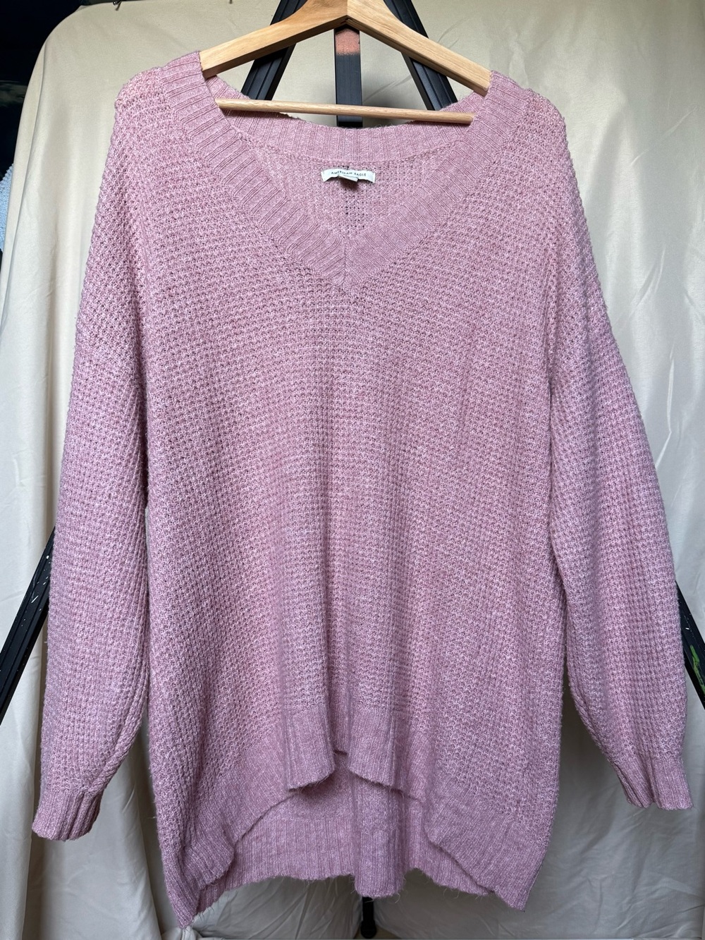 Cozy Oversized V-Neck Sweater - Blush Pink